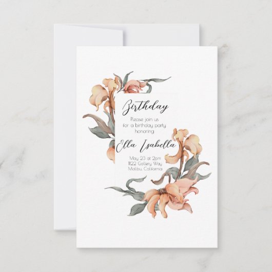 Elegant Floral 60th Birthday Invitation Bedankkaart (Voorkant)