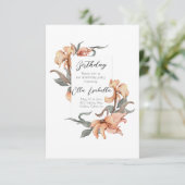 Elegant Floral 60th Birthday Invitation Bedankkaart (Staand voorkant)