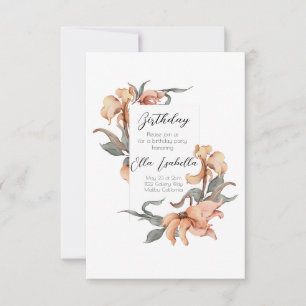 Elegant Floral 60th Birthday Invitation Bedankkaart