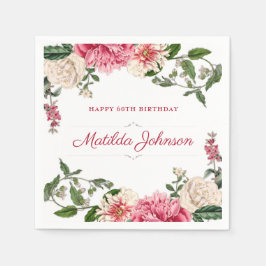 Elegant Floral 60th Birthday Party Classy Custom Servet