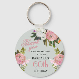Elegant Floral 60th Birthday Party Favor Sleutelhanger