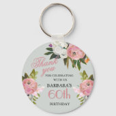 Elegant Floral 60th Birthday Party Favor Sleutelhanger (Achterkant)