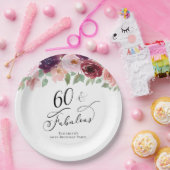Elegant Floral 60th Birthday Party Papieren Bordje (Feest)