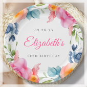 Elegant Floral 60th Birthday Party Papieren Bordje