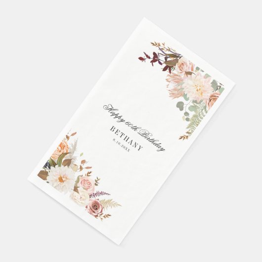 Elegant Floral 60th Birthday Party Servet (Hoek)