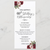 Elegant Floral 60th Wedding Anniversary Menu (Voorkant)