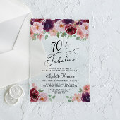 Elegant Floral 70th Birthday Party Acryl Uitnodigingen
