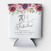 Elegant Floral 70th Birthday Party Blikjeskoeler (Voorkant)