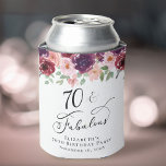 Elegant Floral 70th Birthday Party Blikjeskoeler<br><div class="desc">Elegante koelboxxen voor haar 70ste verjaardagsfeestje met "70 & Fabulous" in een chic kalligrafie script en waterverf boeketten van bordeaux rood en blozend roze bloemetjes met salie groen.</div>