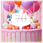 Elegant Floral 70th Birthday Party Cake Topper<br><div class="desc">Vier een mijlpaal verjaardag in stijl met onze 70ste verjaardagstaart Topper! Met een kleurrijke waterverf lente bloemenontwerp op een strakke witte achtergrond, is deze taart topper perfect voor uw fantastische feest. De elegante belettering is eenvoudig te personaliseren met jouw naam en leeftijd, waardoor het een unieke aanvulling is op uw...</div>