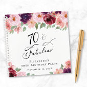 Elegant Floral 70th Birthday Party Gastenboek Notitieboek