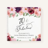 Elegant Floral 70th Birthday Party Gastenboek Notitieboek (Voorkant)