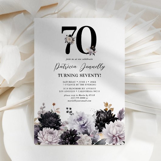 Elegant Floral 70th Birthday Party Kaart