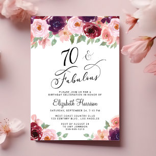 Elegant Floral 70th Birthday Party Kaart