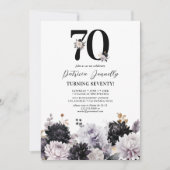 Elegant Floral 70th Birthday Party Kaart (Voorkant)