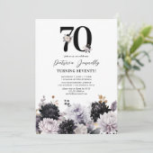 Elegant Floral 70th Birthday Party Kaart (Staand voorkant)