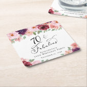 Elegant Floral 70th Birthday Party Kartonnen Onderzetters (Schuin)