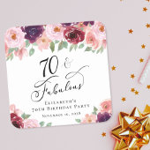 Elegant Floral 70th Birthday Party Kartonnen Onderzetters
