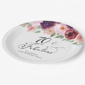 Elegant Floral 70th Birthday Party Papieren Bordje (Gekanteld)