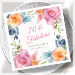 Elegant Floral 70th Birthday Party Servet<br><div class="desc">Maak van uw 70ste verjaardagsfeestje een fantastisch evenement om te onthouden met deze prachtige waterverf bloemenservetten! Met een prachtig lente bloemenrandontwerp en elegante roze kalligrafie belettering, zijn deze servetten perfect voor het toevoegen van een vleugje verfijning aan uw viering. De strakke witte achtergrond zorgt ervoor dat het kleurrijke bloemenontwerp echt...</div>