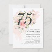 Elegant Floral 75e Waterverf Birthday Party Kaart (Voorkant)