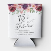 Elegant Floral 75th Birthday Party Blikjeskoeler (Voorkant)