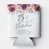 Elegant Floral 75th Birthday Party Blikjeskoeler (Achterkant)