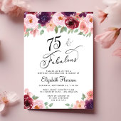 Elegant Floral 75th Birthday Party Kaart