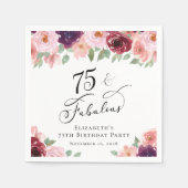 Elegant Floral 75th Birthday Party Servet (Voorkant)