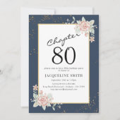 Elegant Floral 80ste verjaardag Uitnodiging (Voorkant)