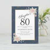 Elegant Floral 80ste verjaardag Uitnodiging (Staand voorkant)