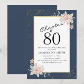 Elegant Floral 80ste verjaardag Uitnodiging (Voorkant / Achterkant)