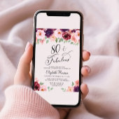 Elegant Floral 80th Birthday Party Kaart