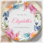 Elegant Floral 80th Birthday Party Papieren Bordje<br><div class="desc">Maak van uw 80ste verjaardagsfeestje een fantastisch evenement om te onthouden met deze prachtige waterverf bloemenpapieren borden! Deze papieren borden hebben een prachtig lentebloemenrandontwerp en elegante roze kalligrafie belettering. Ze zijn perfect om een vleugje verfijning aan uw feest toe te voegen. De strakke witte achtergrond zorgt ervoor dat het kleurrijke...</div>