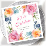 Elegant Floral 80th Birthday Party Servet<br><div class="desc">Maak van je 80ste verjaardagsfeestje een geweldig evenement om te onthouden met deze prachtige waterverf bloemenservetten! Met een prachtig lente bloemenrandontwerp en elegante roze kalligrafie belettering, zijn deze servetten perfect voor het toevoegen van een vleugje verfijning aan uw viering. De strakke witte achtergrond zorgt ervoor dat het kleurrijke bloemenontwerp echt...</div>