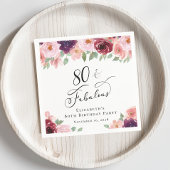 Elegant Floral 80th Birthday Party Servet