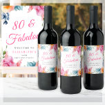 Elegant Floral 80th Birthday Party Wijn Etiket<br><div class="desc">Op zoek naar een unieke en gepersonaliseerde manier om de 80ste verjaardag van je geliefde te vieren? Zoek niet verder dan deze prachtige 80ste Verjaardagsfeestje Wijnlabels! Met een kleurrijk waterverf lente bloemenontwerp op een strakke witte achtergrond, zijn deze labels zowel elegant als opvallend. De etiketten zijn voorzien van elegante kalligrafie...</div>