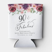 Elegant Floral 90th Birthday Party Blikjeskoeler (Voorkant)