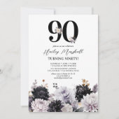 Elegant Floral 90th Birthday Party Kaart (Voorkant)