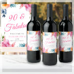 Elegant Floral 90th Birthday Party Wijn Etiket<br><div class="desc">Op zoek naar een unieke en gepersonaliseerde manier om de 90ste verjaardag van je geliefde te vieren? Zoek niet verder dan deze prachtige 90th Birthday Party Wine Labels! Met een kleurrijk waterverf lente bloemenontwerp op een strakke witte achtergrond, zijn deze labels zowel elegant als opvallend. De etiketten zijn voorzien van...</div>