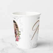 Elegant Floral 90th Birthday White Gold Custom Papieren Bekers (Links)