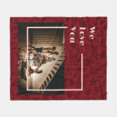 Elegant Floral Aangepaste familie Foto Tekst Rode  Fleece Deken (Voorkant (Horizontaal))