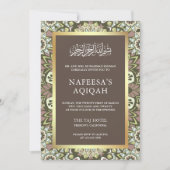 Elegant Floral Abstract Pattern Islamic Aqiqah Kaart (Voorkant)