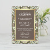 Elegant Floral Abstract Pattern Islamic Aqiqah Kaart (Staand voorkant)