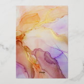 Elegant Floral Abstract Wedding Gold Folie Uitnodiging (Achterkant)