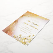 Elegant Floral Abstract Wedding Gold Folie Uitnodiging (Gedraaid)