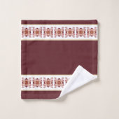 Elegant Floral Accented Burgundy Bad Handdoek (Wasdoekje)