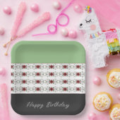 Elegant Floral Accented Square Papieren Bordje (Feest)