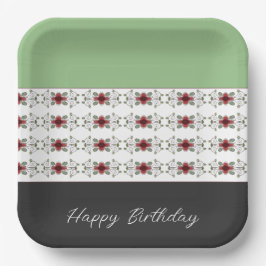 Elegant Floral Accented Square Papieren Bordje