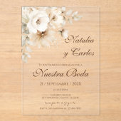Elegant Floral Acrylic Wedding Invitation Acryl Uitnodigingen (Voorkant)